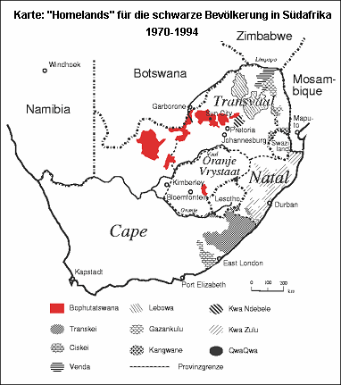 Die
                  Homelands von Sdafrika fr Schwarze 1970-1994
