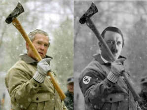 Bush und Hitler mit der Axt