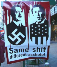 Bush-Hitler mit Flaggen