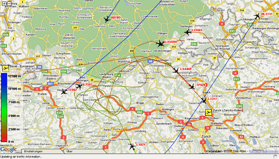 Karte 21: 30.11.2007, Fr, 11:50,
                        Landeanflge ber dem Fricktal und dem Kanton
                        Schaffhausen