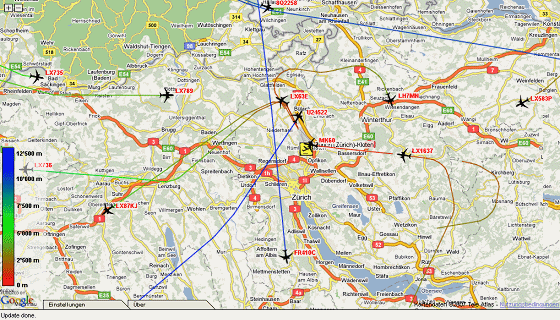 Karte 23: 1.12.2007, Sa, 20:37 Uhr,
                        Landeanflge ber dem Tsstal, dem Toggenburg
                        und Turbenthal