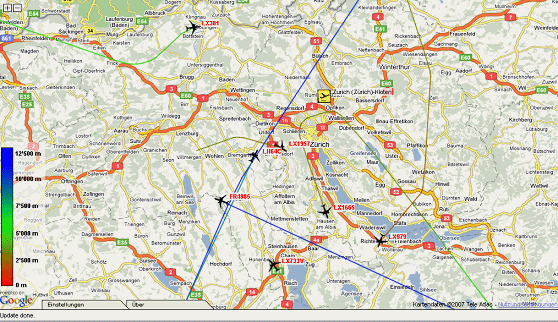 Karte 29: 1.12.2007, Sa, 21:12 Uhr,
                        doppelter Landeanflug zur Spitzkehre ber dem
                        Kanton Schwyz