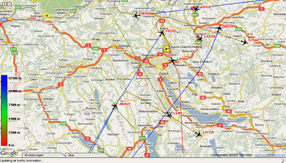 Karte 32: 1.12.2007, Sa, 21:18 Uhr,
                        Sdanflug ber Meilen (01)