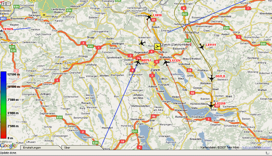 Karte 33: 1.12.2007, Sa, 21:22 Uhr,
                        Sdanflug ber Meilen (02)