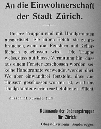Der
                        Handgranatenbefehl fr Zrich vom 11. November
                        1918 [3]