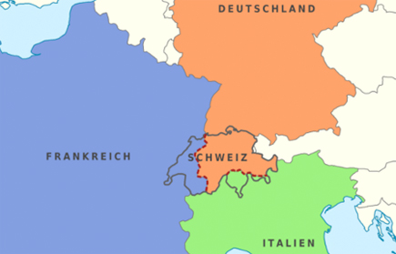 Karte einer aufgeteilten
                Schweiz gemass Sprachgruppen [3]. Gemss dem
                NSDAP-Programm sollte es die Schweiz nicht mehr
                geben...