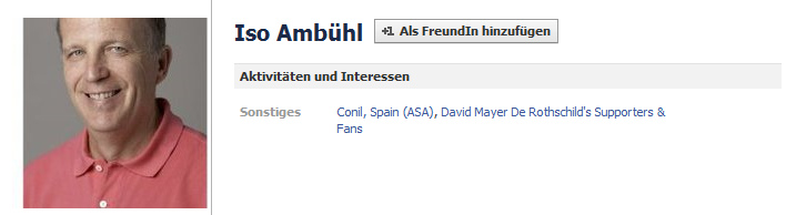 Iso Amb�hl (Isidor Amb�hl) auf
                                Facebook, tolles Foto, aber ohne Hirn