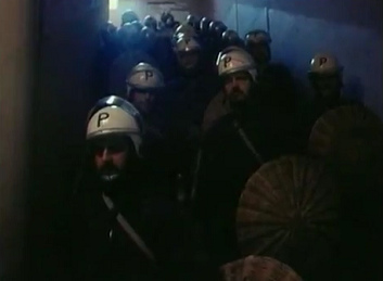 Zurich bully police preparing in
                              Zurich opera house waiting for the riot
                              order, March 30, 1980