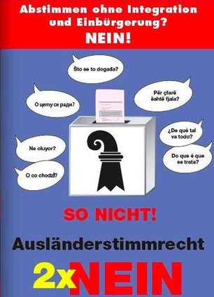 Poster for a No
                              concerning voters and election right for
                              foreigners in the canton of Basel Town,
                              2010