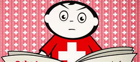 Comic with a
                              Swiss with a Swiss T-shirt and with a
                              Swiss wallpaper