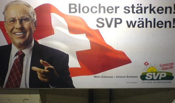 Propaganda
                              poster for racist Christoph Blocher 2007
