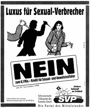 Messerstecher-Inserat gegen
                  Behandlungsprogramm von Sexualstrafttern und
                  Gewaltstrafttern 1998