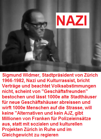 Vollversammlung im
                          Volkshaus 4.6.1980, Foto 7, der Nazi-Widmer
                          kndigt seine Plne fr Herbst 1980 an