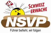 NSVP-Logo mit Hitler als Sonne und
                                Hakenkreuzfahne