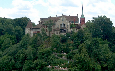 Schloss Laufen mit der Rampe zum
                            Rheinfall