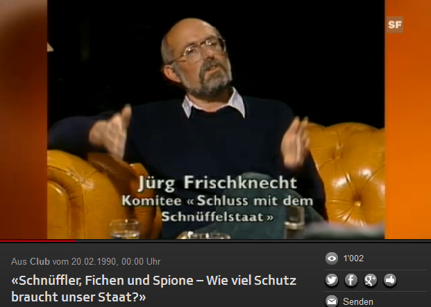 Jrg
                              Frischknecht from the committee "Make
                              an end with the peeping state"
                              ("Schluss mit dem
                              Schnffelstaat") 1990