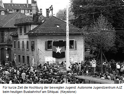 Massenauflauf am AJZ in
                        Z�rich 1980-1982