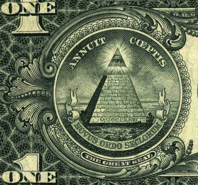 Pyramide mit Rothschilds Satanistenauge
                            auf dem 1-Dollar-Schein