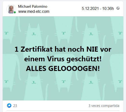 Zertifikat nix Wert 3:
                      5.12.2021: 1 Zertifikat hat noch NIE vor einem
                      Virus geschützt! ALLES GELOOOOGEN!