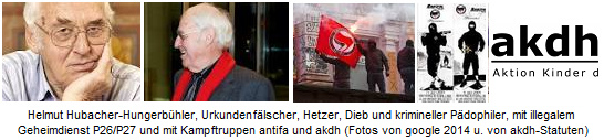 Hetzer Helmut Hubacher, der
                      Urkundenf�lscher, Hetzer, Dieb und krimineller
                      P�dophiler mit seinen Kampftruppen antifa und
                      akdh