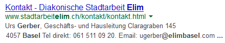 Stadtarbeit Elim, Leitung Urs Gerber,
Eintrag in der Suchmaschine google Stadtarbeit Elim, Leitung Urs Gerber,
Eintrag in der Suchmaschine google