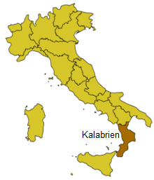 Karte von
                                      Italien mit Kalabrien, dem
                                      Ursprung der Ndrangheta