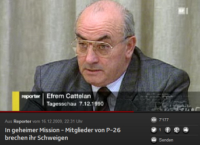Efrem Cattelan bei einer
                                Pressekonferenz im Bundeshaus in Bern am
                                7.12.1990, 02