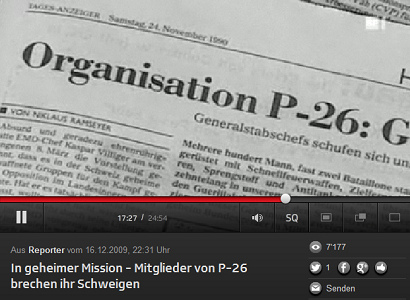 Artikel im
                          Tagesanzeiger von schweizer Journalist NIklaus
                          Ramseyer: "Organisation P26: Geheim,
                          gesetzlos, gef�hrlich"