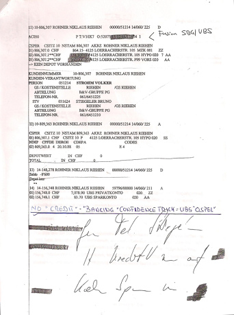 Dokument 03: Konto von Niklaus Rohner
                          L�rracherstrasse 105