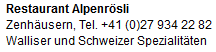 Restaurant Alpenr�sli, Angebot und
                            Telefonnummer
