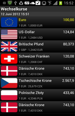 Wechselkurse des EURO
                            zu anderen W�hrungen
