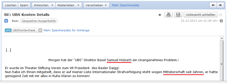 E-Mail von H. vom 22.12.2013
                �ber den Mitt�ter Holzach, der zum
                Verwaltungsratspr�sident der Stiftung Basler Theater
                gew�hlt wurde