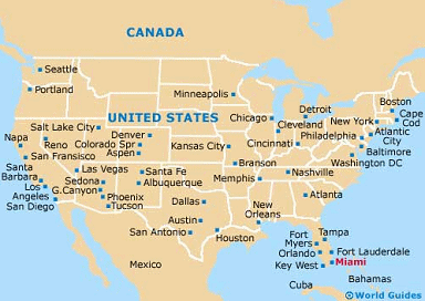 Karte der "USA" mit
                Miami - hier k�nnten H. und Raoul Weil gegen die
                kriminelle UBS-Generaldirektion aussagen