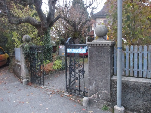 Der Eingang zur
                        Freimaurervilla J�gerweg 6 in Langenthal: 2
                        Kugeln (Symbol f�r die Weltherrschaft) 02