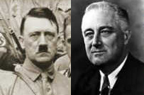 Hitler und
                        Roosevelt, Portraits zweier "F�hrer",
                        die beide 1933 gew�hlt wurden und 1945 starben