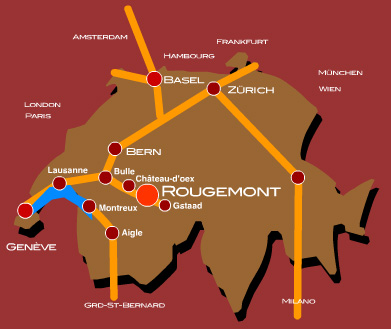 Karte
                      der Schweiz mit Rougemont