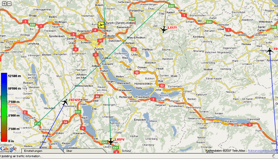 Karte 45: 1.12.2007, Sa, 21:50 Uhr, erneut
                        sind von der Karte S�danflug-Flugzeuge
                        verschwunden