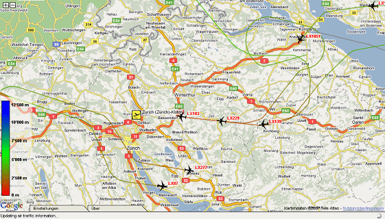 Karte 54: 3.12.2007, Mo, 5:58 Uhr, Anflug
                        �ber Konstanz - Turbenthal sowie Zollikon -
                        K�snacht - M�nchaltorf