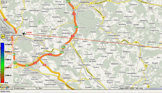Karte 58: 3.12.2007, Mo, 6:23 Uhr,
                        Ostanflug �ber Turbenthal - Kemptthal - Kloten,
                        Nahaufnahme