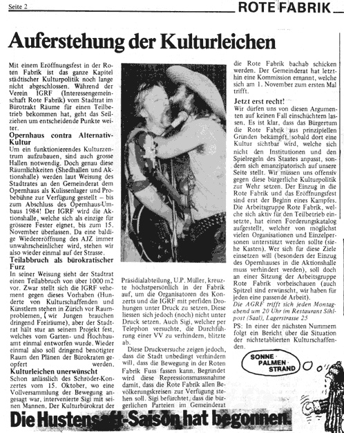 Article of Ice
                            Breaker (Eisbrecher) of December 6, 1980:
                            big halls are occupied by Zurich Opera House
                            yet