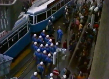 Vacation of Baden
                          Street N� 2 on January 9, 1984, police pushing
                          sympathizers away