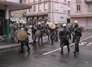 Vacation of Baden
                          Street N� 2 on January 9, 1984, bully police
                          in march with black boots (like German SS)