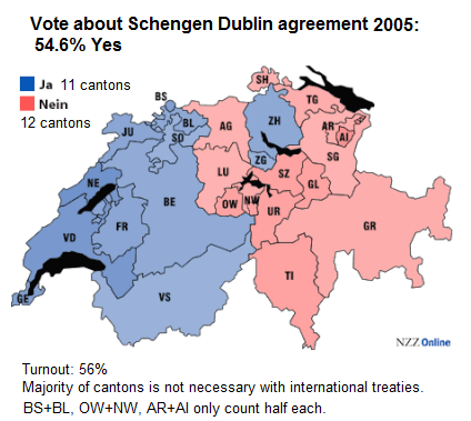 Abstimmung �ber das
                            Schengen-Dublin-Abkommen 2005, Kantone
