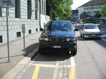 Terrorism of off road
                    vehicles for example in Basel, not fitting into the
                    parking lot, Saint Alban Ditch (St.-Alban-Graben),
                    2007