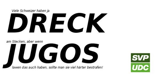 Kleber der SVP Dreck Jugos