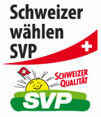 Poster of SVP
                          "Swiss vote for SVP"
                          ("Schweizer w�hlen SVP") is like
                          propaganda for detergent