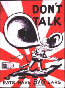 Racist rat
                              poster of "U.S.A." against Japan
                              (Japanese flag in the background) with the
                              indications: "Rats have big
                              ears"