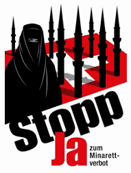 Minaret poster of
                          SVP with a burka woman aside in 2009