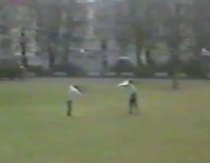 Bird masks in a park in Zurich in
                            1983 appr.