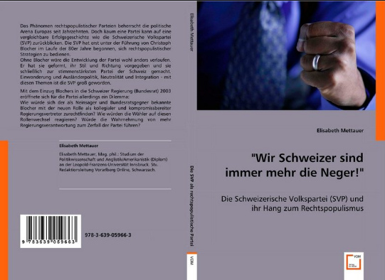 Buch "Wir Schweizer sind immer
mehr die Neger!" für 59 Euro Buch "Wir Schweizer sind immer
mehr die Neger!" für 59 Euro
